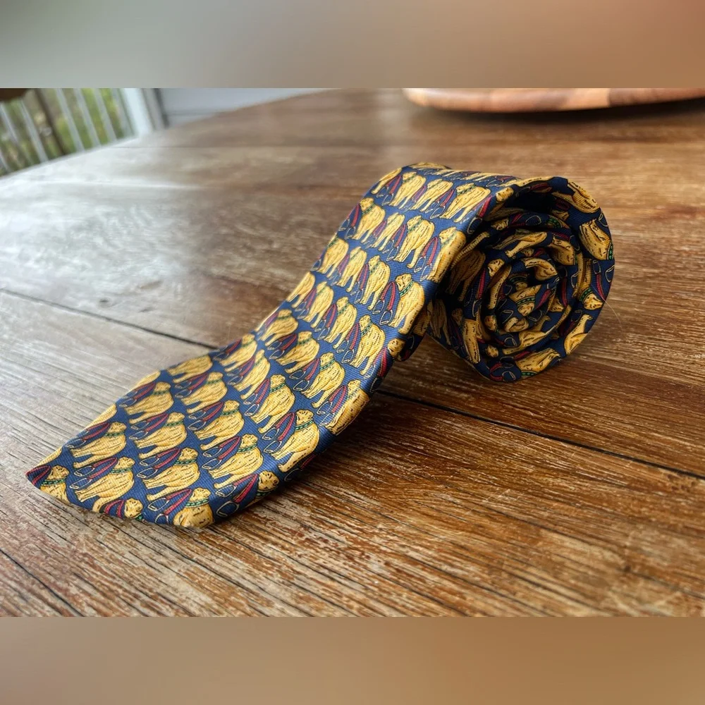 Brooks Brothers Men's Bear Circus Tie Multicolor Navy Gold 100% Silk Made in USA